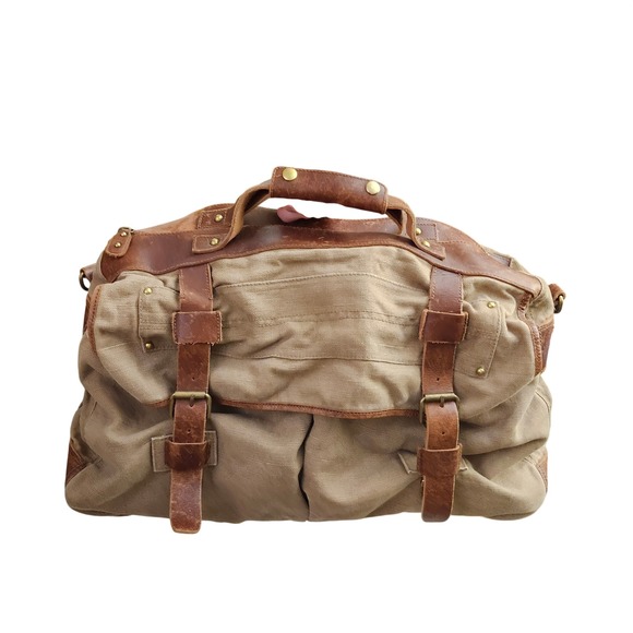 Rawlings Other - Rawlings Tan Canvas Brown Leather Duffle Bag Weekender The Finest In The Field